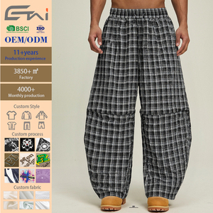 بنطلون رجالي كاجوال عالي الجودة مخصص وفضفاض بتصميم واسع الساق وملابس الشارع - Product Image 1