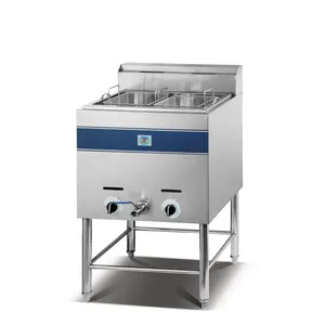 30L Vertical Floor Type / Gas Deep Fryer Electric Potato Chips Frying Machine 1-tank 2-basket Gas Fryer