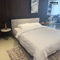 Lit moelleux en bois massif NORYA avec cadre en chêne, moderne, modulaire, personnalisable, taille king, meubles de chambre écologiques