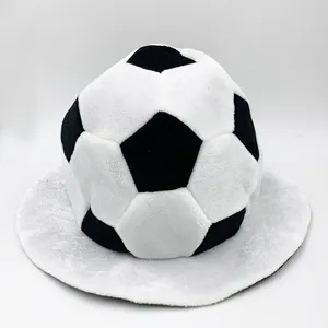 Party Funny Supporter White Black Football Shape Hat for Soccer Crazy Fans Cap MH-1002