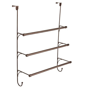 <strong>Over</strong>-The-<strong>Door</strong> 3 Tier Bathroom <strong>Towel</strong> Bar Rack with Hooks Bathroom <strong>Towel</strong> Organizer Holder Metal <strong>Towel</strong> <strong>Rail</strong> - Product Image 1