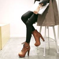 Bottes à talons hauts de style européen et américain pour femmes, plates-formes imperméables, avec boucle de ceinture, sangle croisée, chaussons à la cheville à baril bas pour