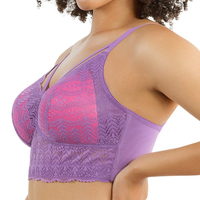 Ladymate ODM/OEM Sujetador De Realce Con Encaje Femmes Buste complet Dentelle Longline Soutien-gorge rembourré sans fil Soutien-gorge en dentelle grande taille