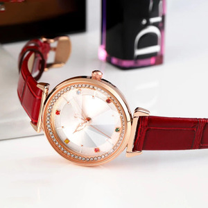 Relojes de pulsera de cuarzo con texturizado para mujer, relojes de lujo con correa de cuero a la moda, con diamantes - Product Image 2