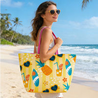 Sac de plage grande capacité en polyester à imprimé mignon, idéal pour les femmes, cadeau de demoiselle d'honneur, fête estivale