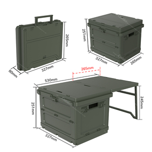 <b>Plastic</b> Pp Stackable Portable Camping Picnic Basket Collapsible Storage <b>Crate</b> With Handle and Lid - Product Image 2