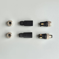 Connecteur d'assemblage étanche IP67 60V mâle droit M8 3/4 broches avec verrouillage par vis femelle, en cuivre plaqué or et alliage de zinc