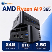 Mini PC CoreNest AMD Ryzen AI 9 365 Zen 5 10 cœurs 24 Go LPDDR5 6400 MT/s Radeon 880M Double M.2 PCIe 4.0 8 To Mini Station de Travail IA