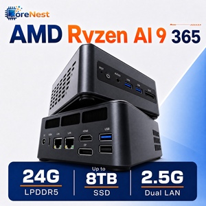 Mini PC CoreNest <span class=keywords><strong>AMD</strong></span> Ryzen AI 9 365 Zen 5 de 10 Núcleos, 24GB LPDDR5 6400MT/s, Radeon 880M, Doble M.2 PCIe 4.0, 8TB, Mini Estación de Trabajo con IA - Product Image 1