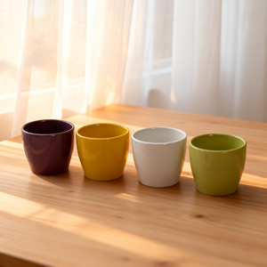 กระถางปลูกต้นไม้เซรามิกขนาดใหญ่สไตล์มินิมอลสำหรับกลางแจ้ง / ชุดอุปกรณ์เพาะชำสีเหลืองสดใส - Product Image 5