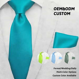Conjunto de <span class=keywords><strong>Corbata</strong></span> y Pañuelo de Color Sólido Formal, <span class=keywords><strong>Corbata</strong></span> de Satén de Poliéster Reciclado con Certificación GRS para Hombres, para Bodas y Oficina - Product Image 1