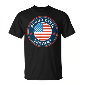 Camiseta orgullosa de funcionario público, negra, unisex, para adultos, cuello redondo, manga corta, promocional - Product Image 2