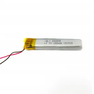 사용자 정의 IEC62133 lipo 배터리 040838 400838 100mah 3.7V 0.37Wh 충전식 리튬 폴리머 배터리 헤드셋