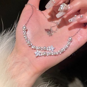Exquisito Collar con Colgante Individual de Plata de Ley S925 para Mujer, Estilo Lujoso y Sofisticado con Estrella de Diamante Rosa Japonés - Product Image 3