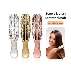 Popular logotipo personalizado mujeres lujo electrochapado masajeador desenredar cepillo para peinar el cabello - Product Image 6