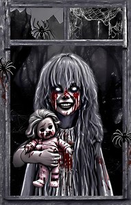 벽 및 문 파티 할로윈 장식용 맞춤형 공포 스릴러 창 커튼 커버 - Product Image 5