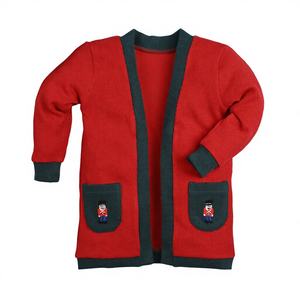Cardigan brodé à la main motif soldat, pull personnalisé pour bébés filles, 100% laine certifiée OEKO-TEX, épais, hiver, ODM/OEM - Product Image 1