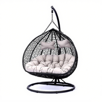 Fauteuil suspendu moderne en métal avec coussin imperméable 2 places pour balcon extérieur, jardin, salon et cour