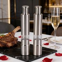 Mini moulin à épices en acier inoxydable à bouton poussoir à une main avec support pour barbecue