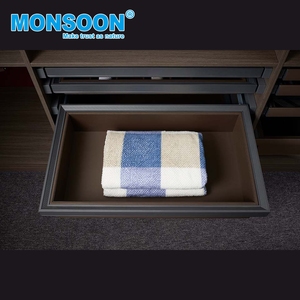 <b>Wardrobe</b> Hardware <b>Organizer</b> Sliding Drawer Storage Boxes Aluminum Alloy <b>Wardrobe</b> Pull Out Leather <b>Clothes</b> Storage Basket - Product Image 1