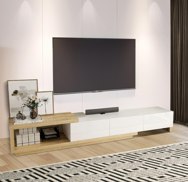 Extendable TV Cabinet TV Unit Stand Entertainment High Gloss Front Console Side Table Centre Storage Living Room Furniture