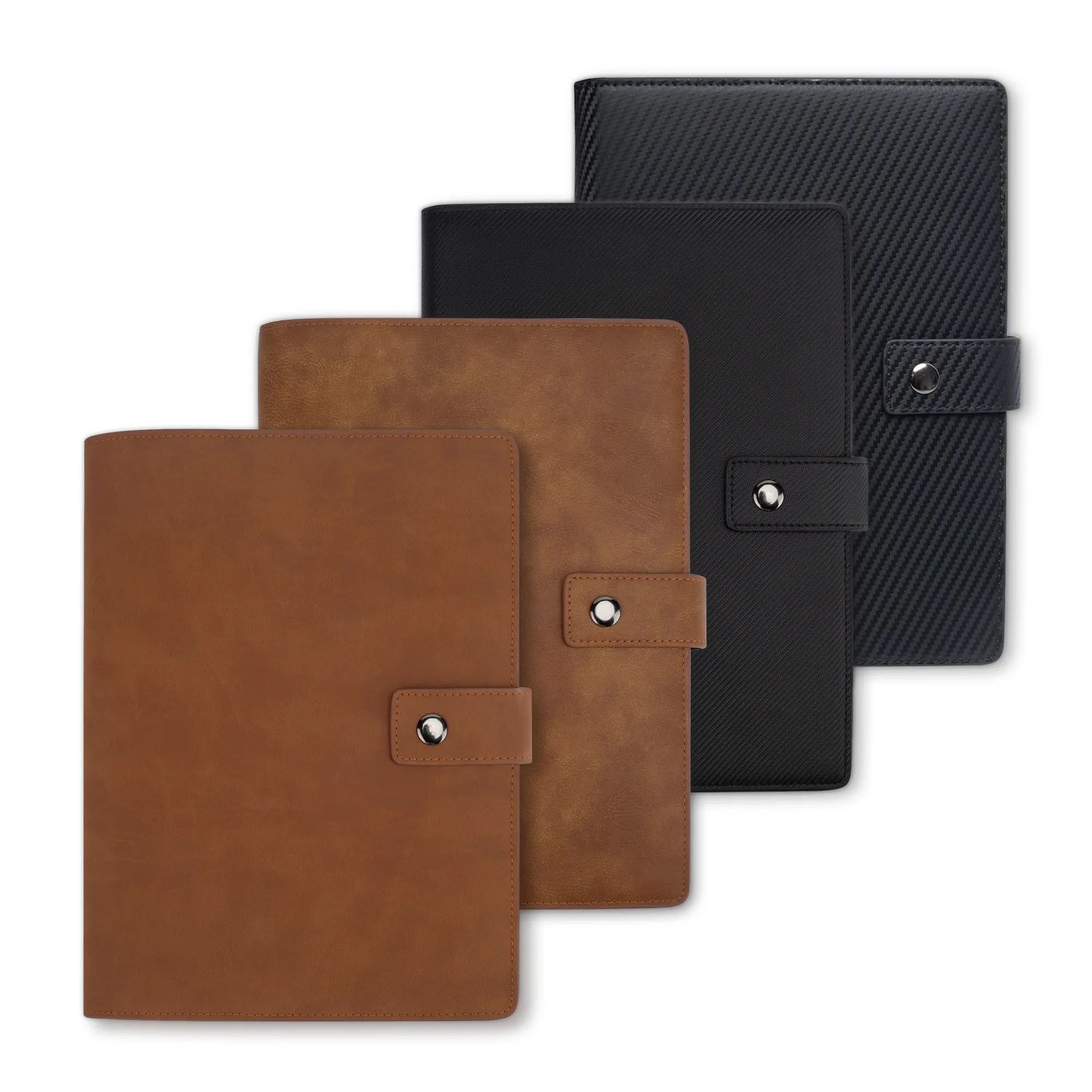 notebook with power bank ring binder high quality cowhide leather wireless charger new design A5/A4