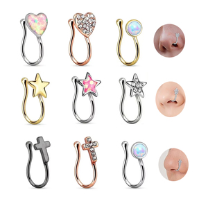 Fake <strong>Jewelry</strong> Nose Ring Stainless Steel Clip on Nose Stud Nose Cuff Non Piercing <strong>Fashion</strong> <strong>Body</strong> <strong>Jewelry</strong> - Product Image 1