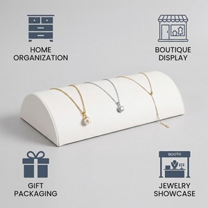 Jewelry Display Rack Semi Circular Wood 25.5X14.2X6.5Cm For Necklaces Bracelets Home Boutique Use - Product Image 3