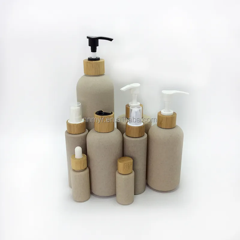 Environmentally friendly biodegradable wheat straw 1oz 9oz 13oz 17oz shampoo pump plastic bottle
