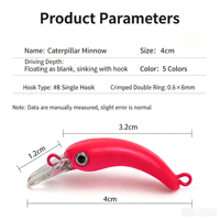 Leurre de pêche Caterpillar Minnow avec hameçon simple - Design réaliste de corps de ver
