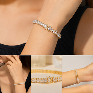 Hip Hop Oval Single Row Tennis <b>Bracelet</b> <b>Copper</b> Inlaid with Zircon Fully Paved High End Jewelry - Product Image 3