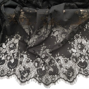 Black Eyelash <strong>Lace</strong> Italian Dress <strong>Lace</strong> Fabric - Product Image 1