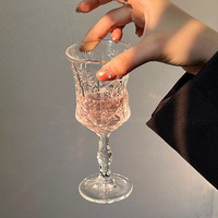 Ins mignon tasse trompette verre Transparent grand verre grande ouverture Simple verre à vin rouge en relief Champagne verre à boisson froide