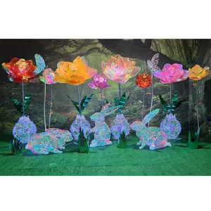 منحوتة زهرة خارجية مضيئة حديقة للعرض في حفلات الزفاف مصباح زهرة LED ساطع