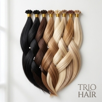 Extensiones de Cabello Remy 100% Alineadas con la Cutícula, Pre-Adheridas, Doble Trama, con Punta en U/Punta Plana/Punta en I, Extensiones de Cabello con Punta Plana de Queratina Italiana