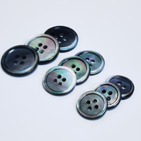 Kancing Bulat Cangkang Alami 4 Lubang 24 L 15 Mm Kancing Kulit Pel Hitam Kustom