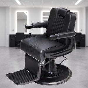 Silla de Barbero Profesional Retro, Resistente, Totalmente Negra, Silla de Estilismo de Lujo para Barbería, Precio al por Mayor para Salón de Belleza - Product Image 5