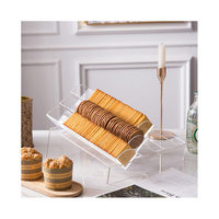 Plateau de présentation de biscuits en acrylique transparent, présentoir à biscuits avec 3 fentes pour boulangerie, supermarché