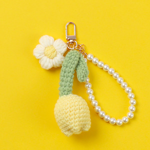 Llavero <span class=keywords><strong>de</strong></span> Tulipán Tejido a Mano con Lana, Colgante <span class=keywords><strong>de</strong></span> Flor Tejida, Adorno para Bolso <span class=keywords><strong>de</strong></span> Teléfono Móvil, Flores Decorativas para Mujer - Product Image 3
