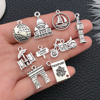 Modèles modernes électroplaqués de Tour Eiffel, avion, bateau, voiture, accessoires de bijoux DIY, boucles d'oreilles, porte-clés, petits pendentifs