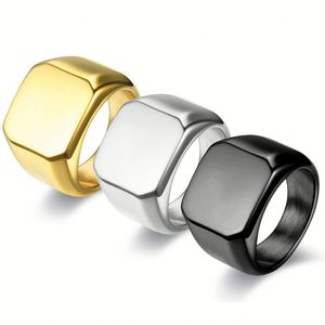 Anillos de cable de plata con logotipo personalizado, de acero inoxidable, grabados en oro, con diseño de sello plano, para hombre - Product Image 3