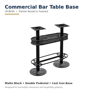 Base de Mesa de Bar Industrial Moderna de Hierro, Pedestal Doble Oblongo, Muebles Comerciales para Restaurante y Exteriores, Tapa de Mármol Fácil de Limpiar - Product Image 4