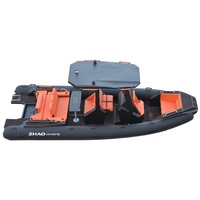 Bateau pneumatique à coque rigide en aluminium de 22 pieds (6,7 m) avec T-Top et console centrale, bateau pneumatique de luxe en aluminium à vendre