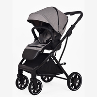 Poussette Bébé Personnalisable de Luxe Européen en Lin, Cadre en Alliage d'Aluminium 2-en-1, Pliable et Portable, Landau, Chariot, Buggy