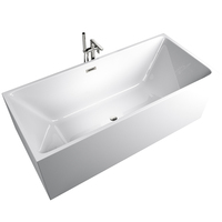 Baignoire de trempage d'hôtel acrylique brillant blanc de 1700mm Baignoire autoportante à bord mince sans couture Catégorie de produit Baignoires à remous