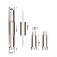 Tube applicateur double face 2-en-1 OEM pour fard à paupières liquide et eye-liner, emballage plastique avec brosse en silicone, tubes pour brillant à lèvres