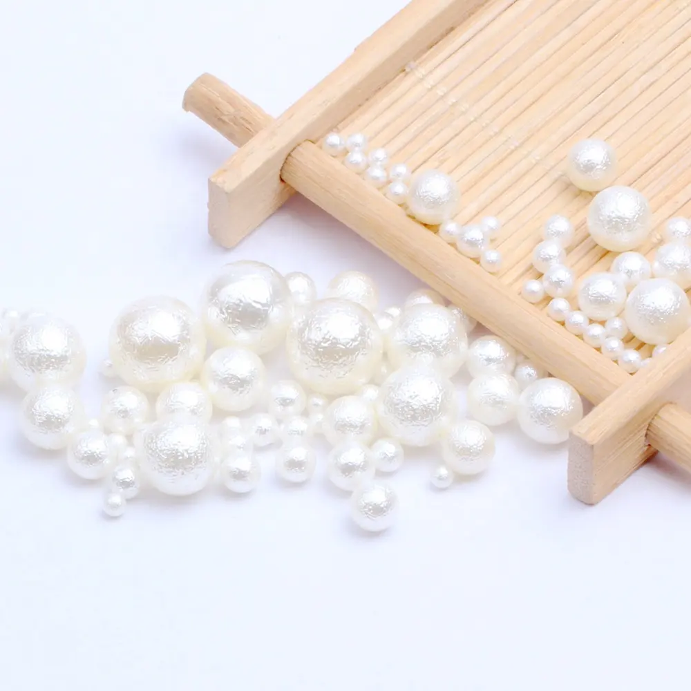 Good Quality Cream White Color Abs Wrinkle Cotton Plastic No Hole Pearl Beads For DIY Decoration