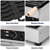Máquina Comercial para Hacer Waffles de Plátano, a Gas o Eléctrica (220V 2kW), de Acero Inoxidable Antiadherente, para Tiendas de Snacks