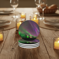 Sous-verres en céramique écologiques absorbants à motif Aurore Boréale classique de qualité supérieure avec base en liège pour la maison, la cuisine et le bar