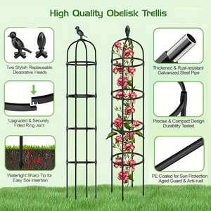 Treillis ovale de jardin pour plantes grimpantes d'extérieur, support pour plantes en treillis rond antirouille pour rosiers, fleurs en pot d'intérieur - Product Image 2